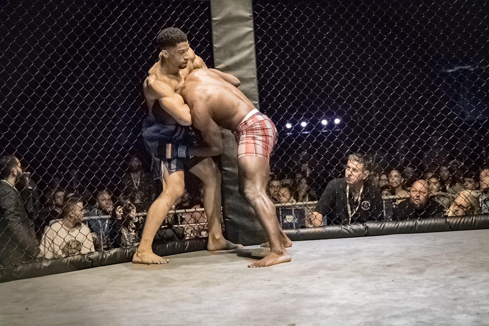 A Combat Night arena on fight night